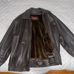 Heavy brown leather jacket Hudson XL